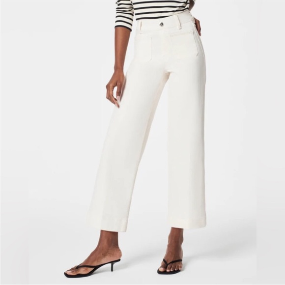NWT Spanx Cropped Wide Leg Jeans in White - Picture 2 of 9